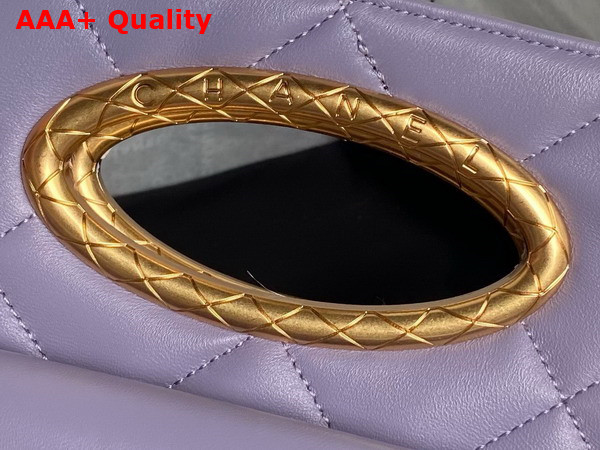 Chanel Clutch Lambskin Gold Tone Metal Light Purple AS5038 Replica