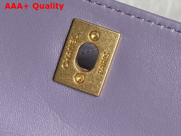 Chanel Clutch Lambskin Gold Tone Metal Light Purple AS5038 Replica