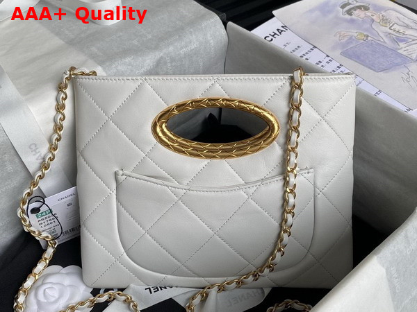 Chanel Clutch Lambskin Gold Tone Metal White AS5038 Replica