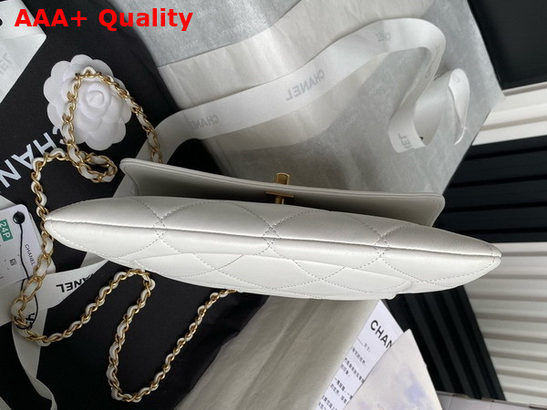 Chanel Clutch Lambskin Gold Tone Metal White AS5038 Replica