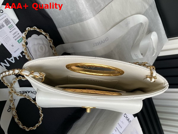 Chanel Clutch Lambskin Gold Tone Metal White AS5038 Replica