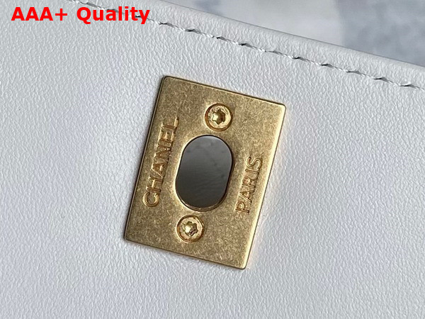 Chanel Clutch Lambskin Gold Tone Metal White AS5038 Replica