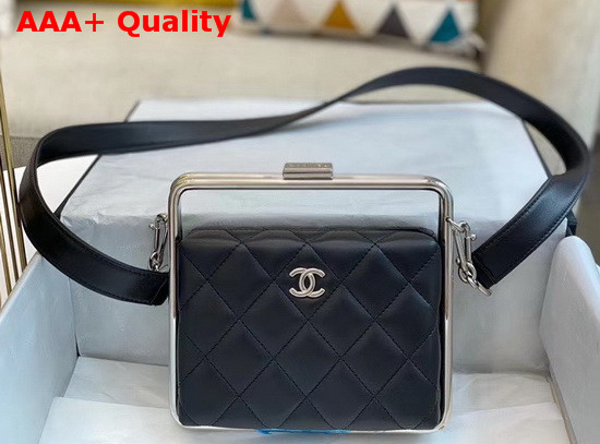 Chanel Clutch Lambskin and Silver Tone Metal Black Ref AS1732 Replica