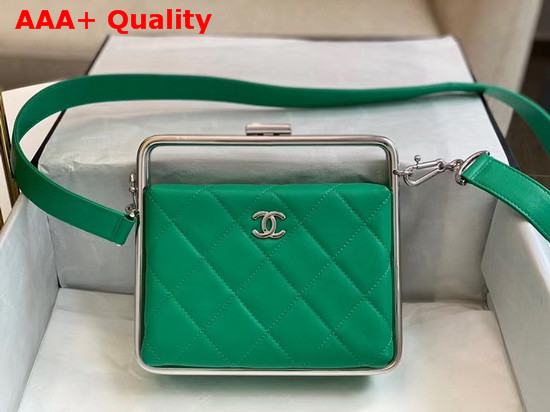 Chanel Clutch Lambskin and Silver Tone Metal Green Ref AS1732 Replica