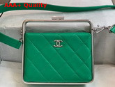 Chanel Clutch Lambskin and Silver Tone Metal Green Ref AS1732 Replica