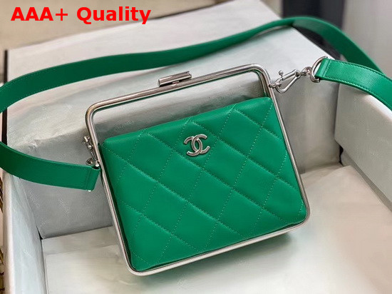 Chanel Clutch Lambskin and Silver Tone Metal Green Ref AS1732 Replica