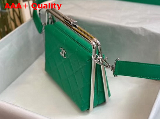 Chanel Clutch Lambskin and Silver Tone Metal Green Ref AS1732 Replica