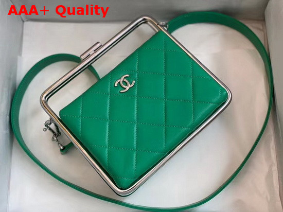 Chanel Clutch Lambskin and Silver Tone Metal Green Ref AS1732 Replica