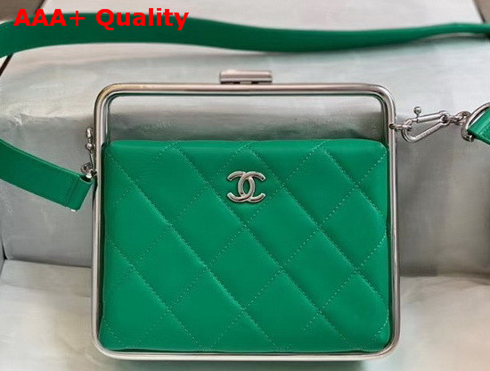 Chanel Clutch Lambskin and Silver Tone Metal Green Ref AS1732 Replica