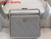 Chanel Clutch Lambskin and Silver Tone Metal Light Grey Ref AS1732 Replica