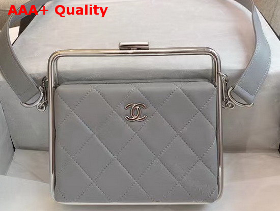 Chanel Clutch Lambskin and Silver Tone Metal Light Grey Ref AS1732 Replica