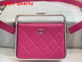 Chanel Clutch Lambskin and Silver Tone Metal Rose Ref AS1732 Replica