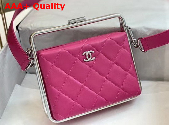 Chanel Clutch Lambskin and Silver Tone Metal Rose Ref AS1732 Replica