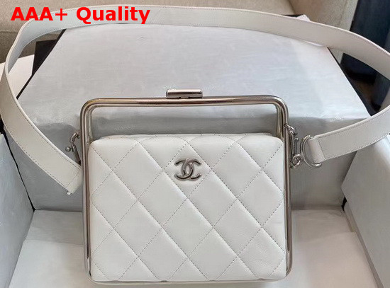 Chanel Clutch Lambskin and Silver Tone Metal White Ref AS1732 Replica