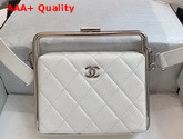 Chanel Clutch Lambskin and Silver Tone Metal White Ref AS1732 Replica