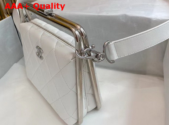 Chanel Clutch Lambskin and Silver Tone Metal White Ref AS1732 Replica