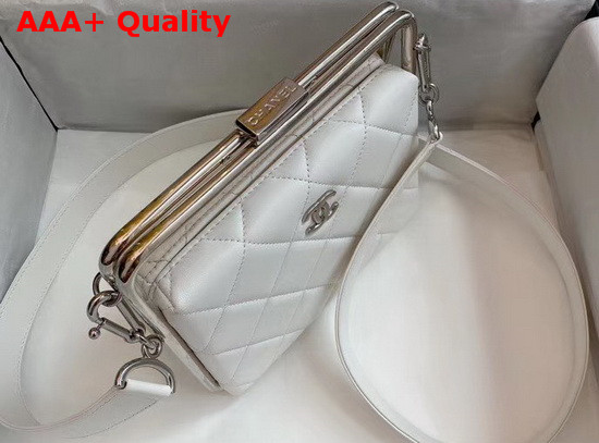 Chanel Clutch Lambskin and Silver Tone Metal White Ref AS1732 Replica