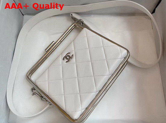 Chanel Clutch Lambskin and Silver Tone Metal White Ref AS1732 Replica