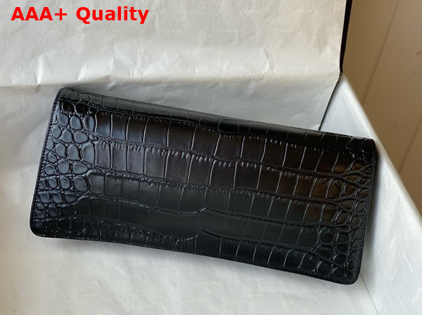 Chanel Clutch in Black Crocodile Embossed Calfskin with Beetle Closure Replica