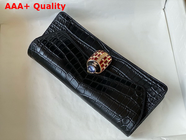 Chanel Clutch in Black Crocodile Embossed Calfskin with Beetle Closure Replica