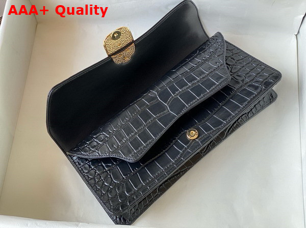 Chanel Clutch in Black Crocodile Embossed Calfskin with Beetle Closure Replica