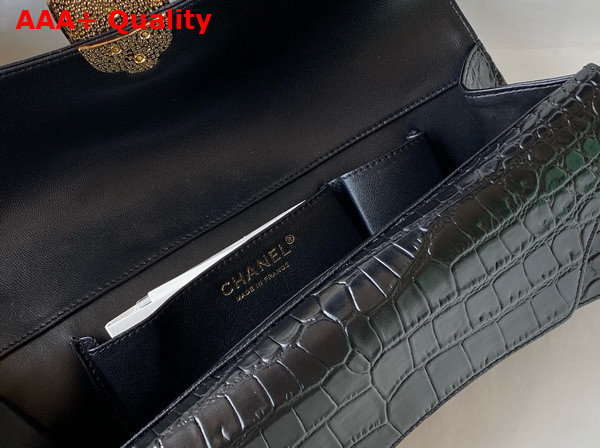 Chanel Clutch in Black Crocodile Embossed Calfskin with Beetle Closure Replica