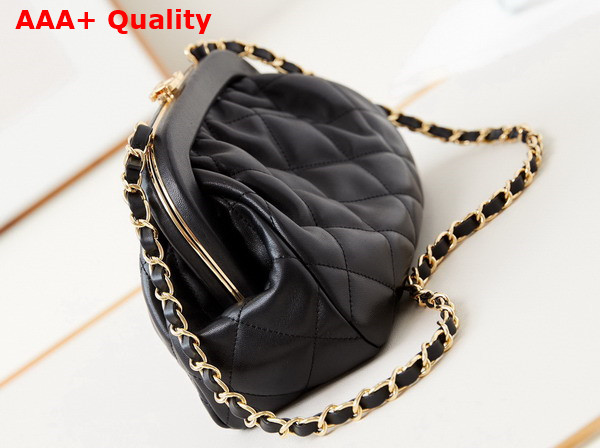 Chanel Clutch in Black Lambskin Gold Tone Metal AS4717 Replica