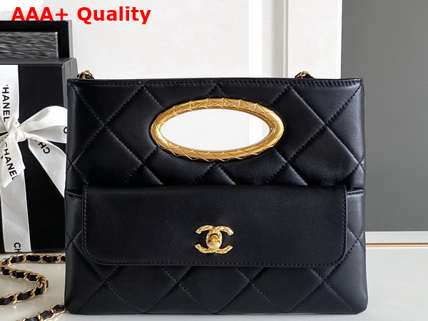 Chanel Clutch in Black Lambskin Gold Tone Metal AS5038 Replica