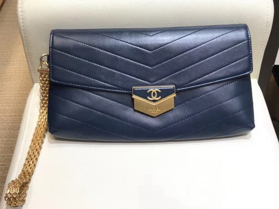 Chanel Clutch in Blue Calfskin A57493