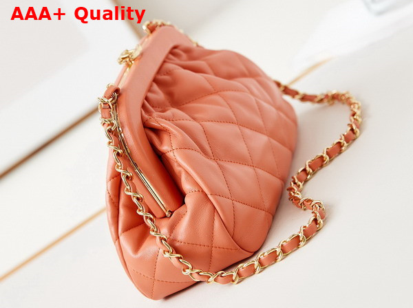 Chanel Clutch in Coral Lambskin Gold Tone Metal AS4717 Replica