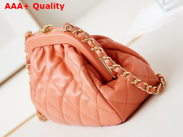 Chanel Clutch in Coral Lambskin Gold Tone Metal AS4717 Replica