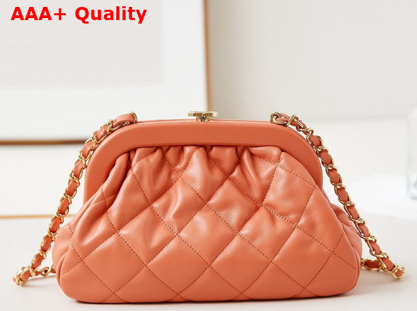 Chanel Clutch in Coral Lambskin Gold Tone Metal AS4717 Replica