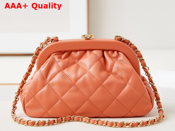 Chanel Clutch in Coral Lambskin Gold Tone Metal AS4717 Replica