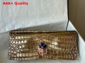 Chanel Clutch in Metallic Gold Crocodile Embossed Calfskin with Beetle Closure Replica