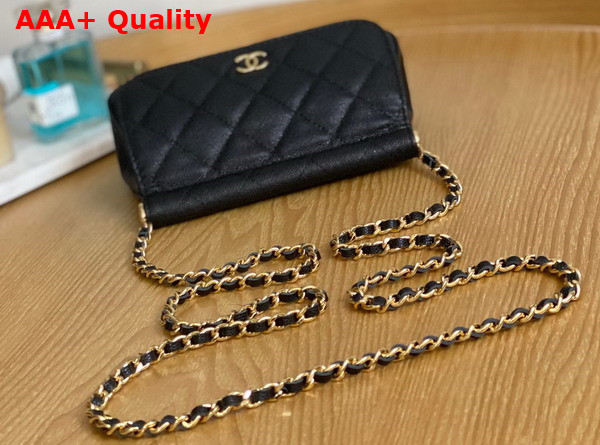 Chanel Clutch with Chain Black Grained Calfskin Gold Tone Metal Replica