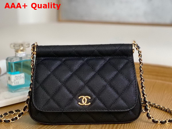 Chanel Clutch with Chain Black Grained Calfskin Gold Tone Metal Replica