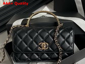 Chanel Clutch with Chain Black Lambskin Strass Gold Tone Metal AP4044 Replica