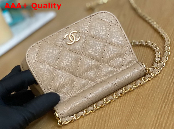 Chanel Clutch with Chain Grained Calfskin Gold Tone Metal Beige Ref AP3004 Replica