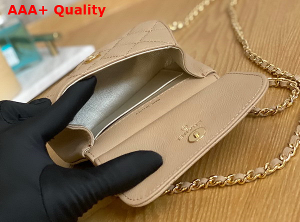 Chanel Clutch with Chain Grained Calfskin Gold Tone Metal Beige Ref AP3004 Replica