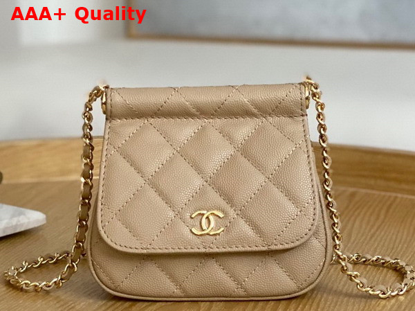 Chanel Clutch with Chain Grained Calfskin Gold Tone Metal Beige Ref AP3004 Replica