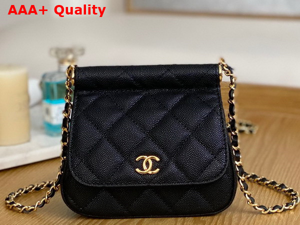 Chanel Clutch with Chain Grained Calfskin Gold Tone Metal Black Ref AP3004 Replica