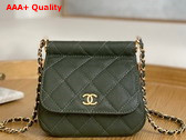 Chanel Clutch with Chain Grained Calfskin Gold Tone Metal Khaki Ref AP3004 Replica