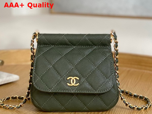 Chanel Clutch with Chain Grained Calfskin Gold Tone Metal Khaki Ref AP3004 Replica