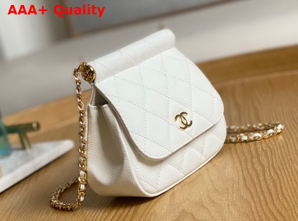 Chanel Clutch with Chain Grained Calfskin Gold Tone Metal White Ref AP3004 Replica