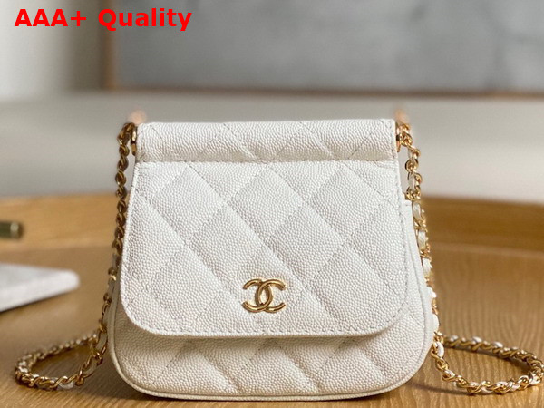 Chanel Clutch with Chain Grained Calfskin Gold Tone Metal White Ref AP3004 Replica