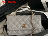 Chanel Clutch with Chain Grey Lambskin Strass Gold Tone Metal AP4044 Replica