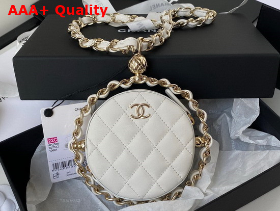 Chanel Clutch with Chain Lambskin Gold Metal White Ref AP2568 Replica