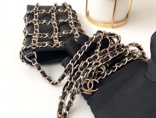 Chanel Clutch with Chain Lambskin and Gold Tone Metal Black AP1161