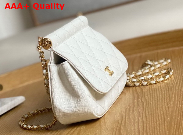 Chanel Clutch with Chain White Grained Calfskin Gold Tone Metal Replica