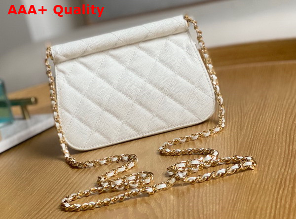 Chanel Clutch with Chain White Grained Calfskin Gold Tone Metal Replica